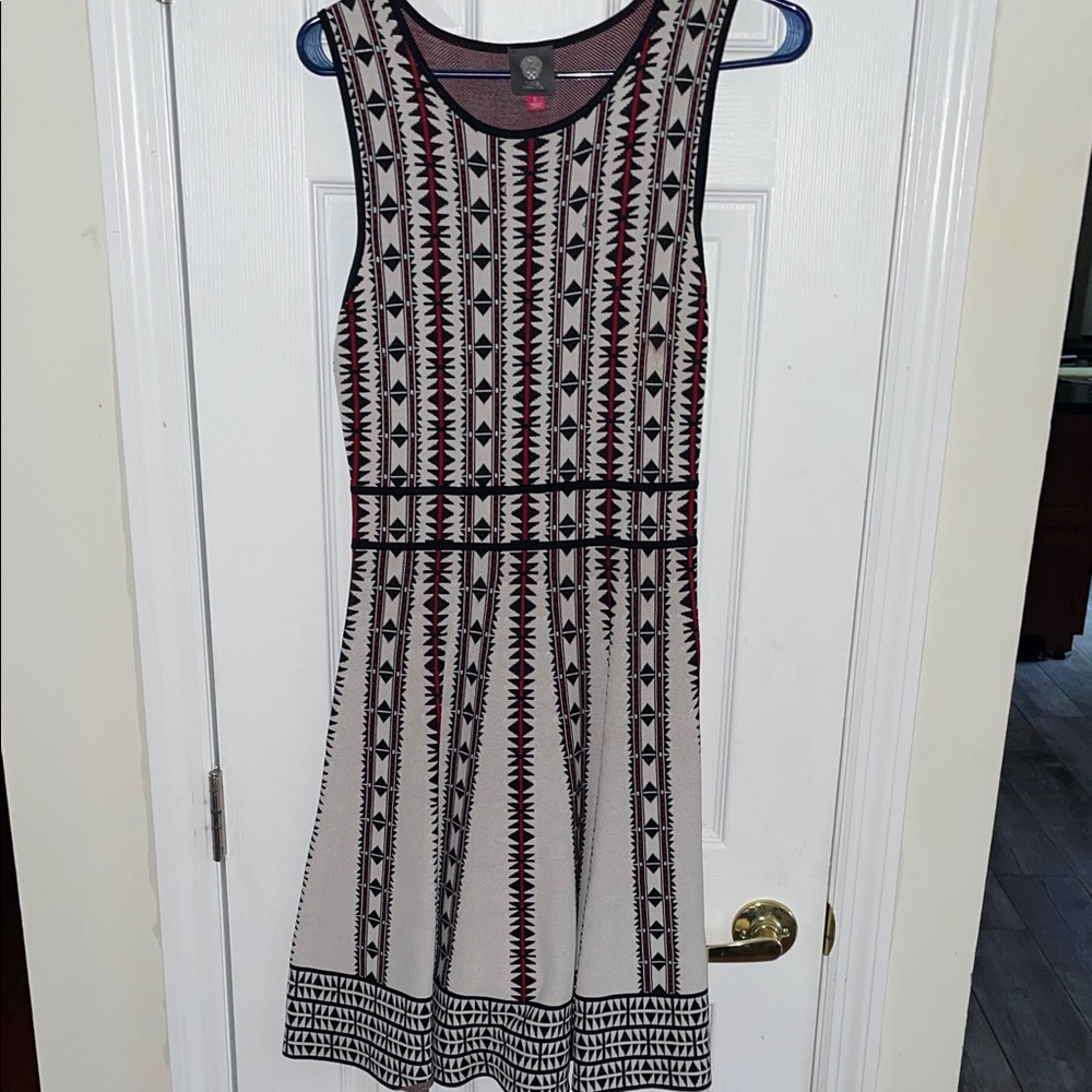 Vince Camuto Geometric Mini Dress - Black, White, Red